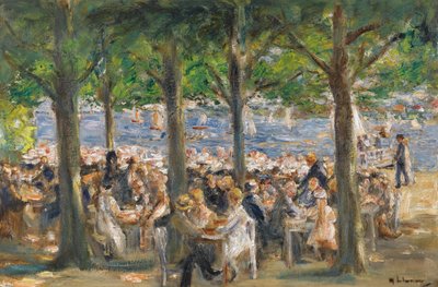 Tuinrestaurant aan de Havel onder bomen door Max Liebermann